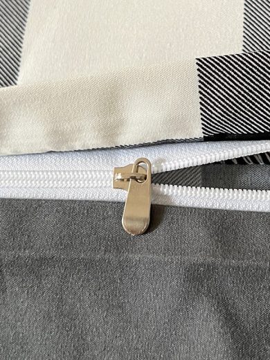 100% Cotton Black Plaid Simple StyleBedding Set,A/B Side,1 Duvet Cover,2 Pillowcase,Breathable,No Bed Sheet - Image 3