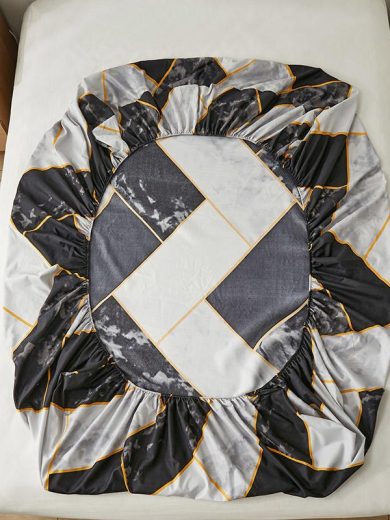 Bonenjoy Fitted Sheet With Elastic Queen/King Size Bed Cover For Bedroom Geometric Style Mattress Covers Sheets(no pillowcase) - Image 3