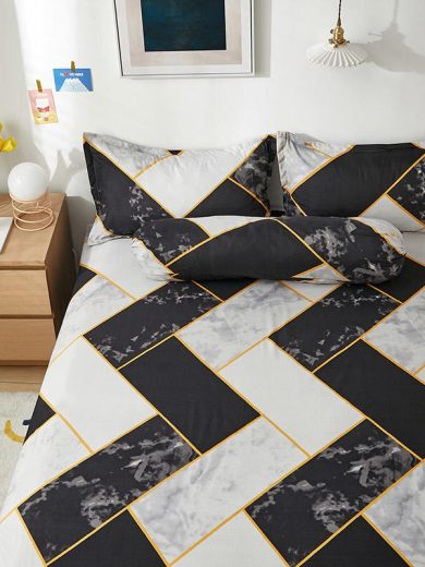 Bonenjoy Fitted Sheet With Elastic Queen/King Size Bed Cover For Bedroom Geometric Style Mattress Covers Sheets(no pillowcase) - Image 5