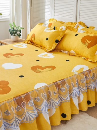 High quality 1piece Bed Sheet Lace Skirt Elastic fitted bed sheet Mattress Cover Home sheets for kids without pillowcases - Image 4